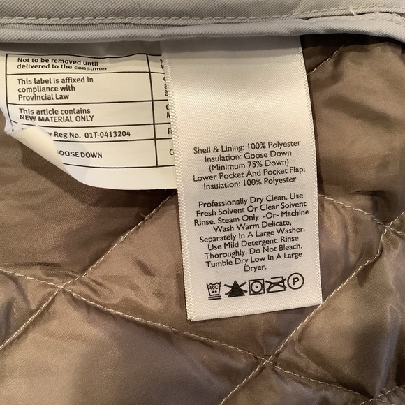 Eddie Bauer EB550 Jacket Goose Down Quilted Gray Jacket Size Large Snap Closure - Picture 15 of 16